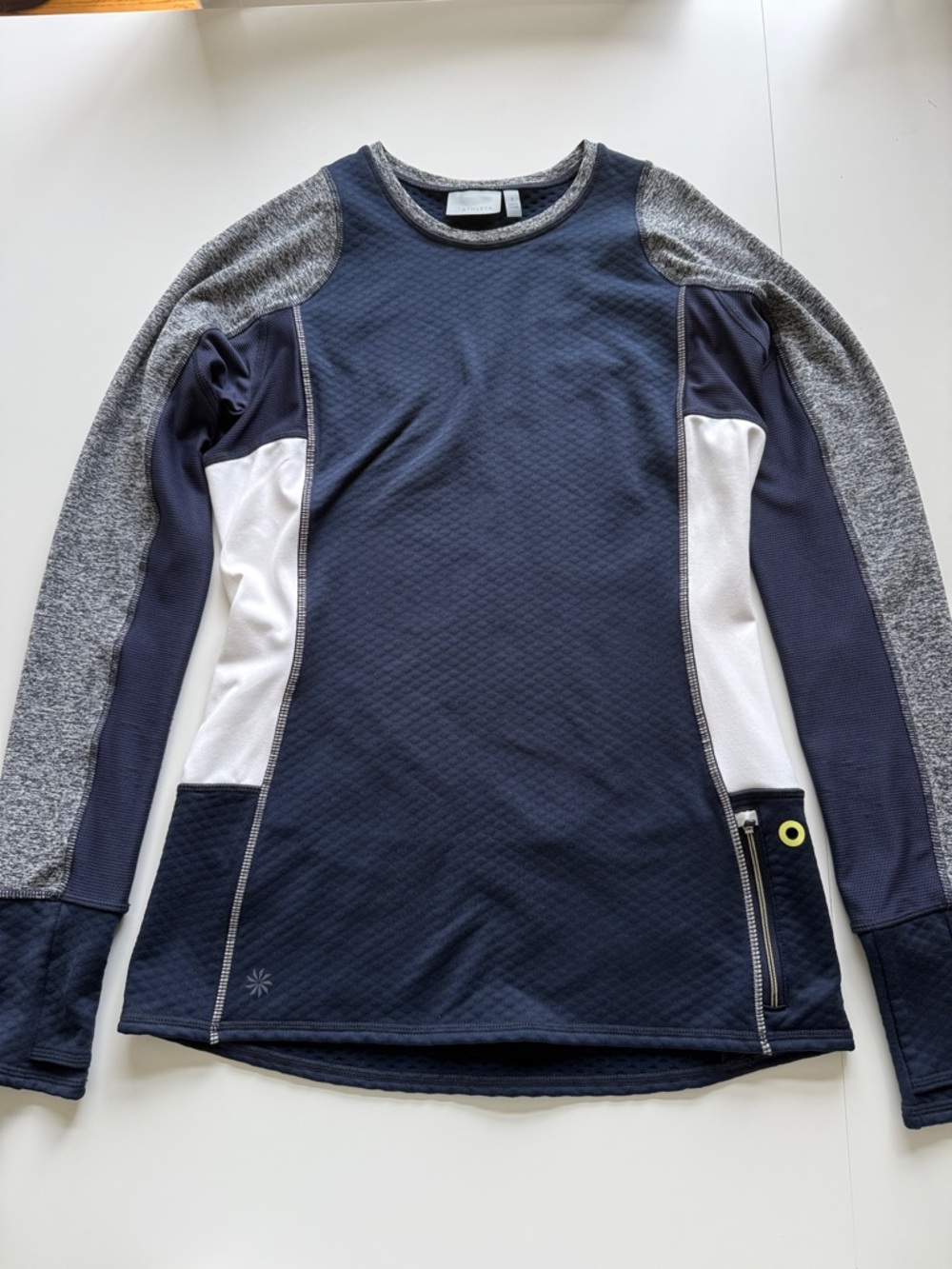 Athleta long sleeve top.  Navy and white.  Size small.
